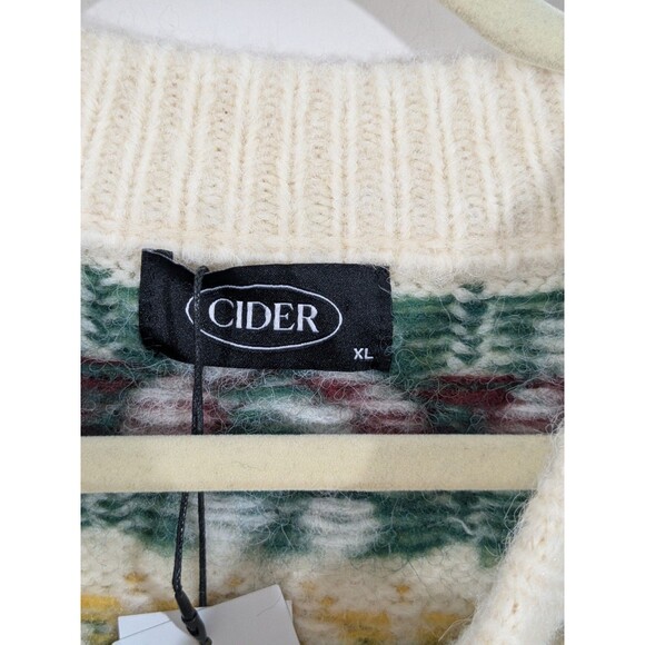NWT Cider Womens Fair Isle Oversized Wool Blend Pullover Sweater Chunky Sz XL - Picture 6 of 13